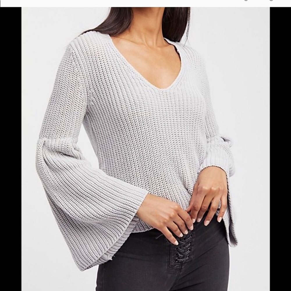 Free people damsel pullover bell sleeve sweater